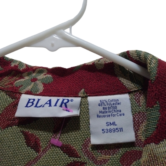 Vintage (1985) Blair Red & Green Tapestry Button Up Jacket Size S - Picture 4 of 10